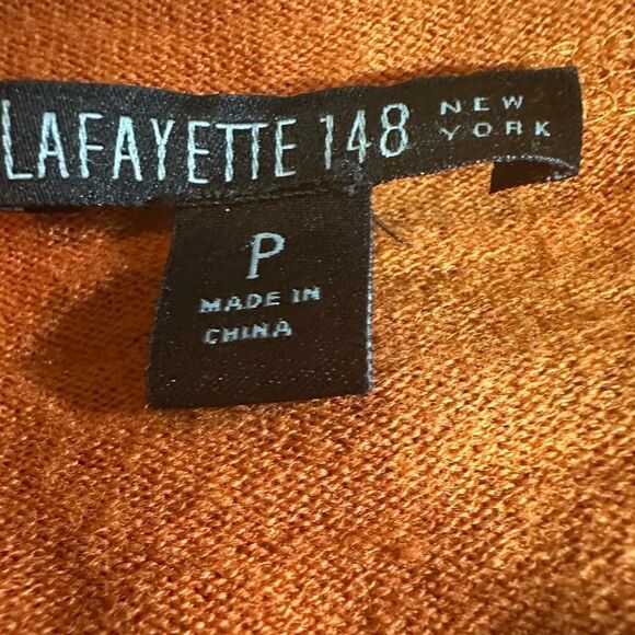LAFAYETTE 148 Women's Asymmetric Button Wool Cardigan Sweater Orange Size Petite - Picture 3 of 11